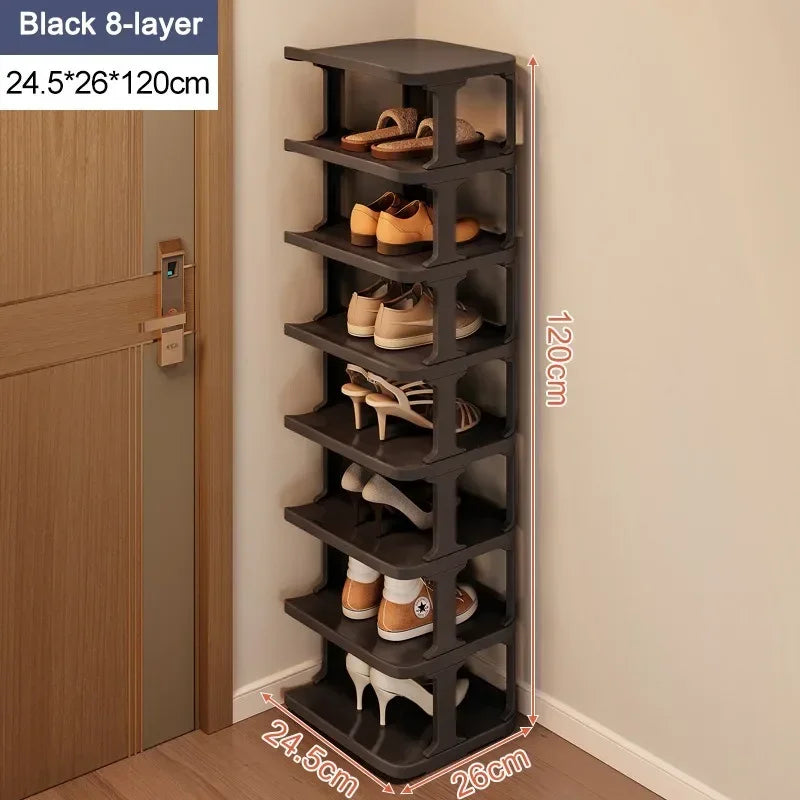 Shoe Cabinet Floor-standing Plastic Multi-Layer Stack Able Removable Home Narrow DIY Shoes Rack for Corner Gap Space Saving