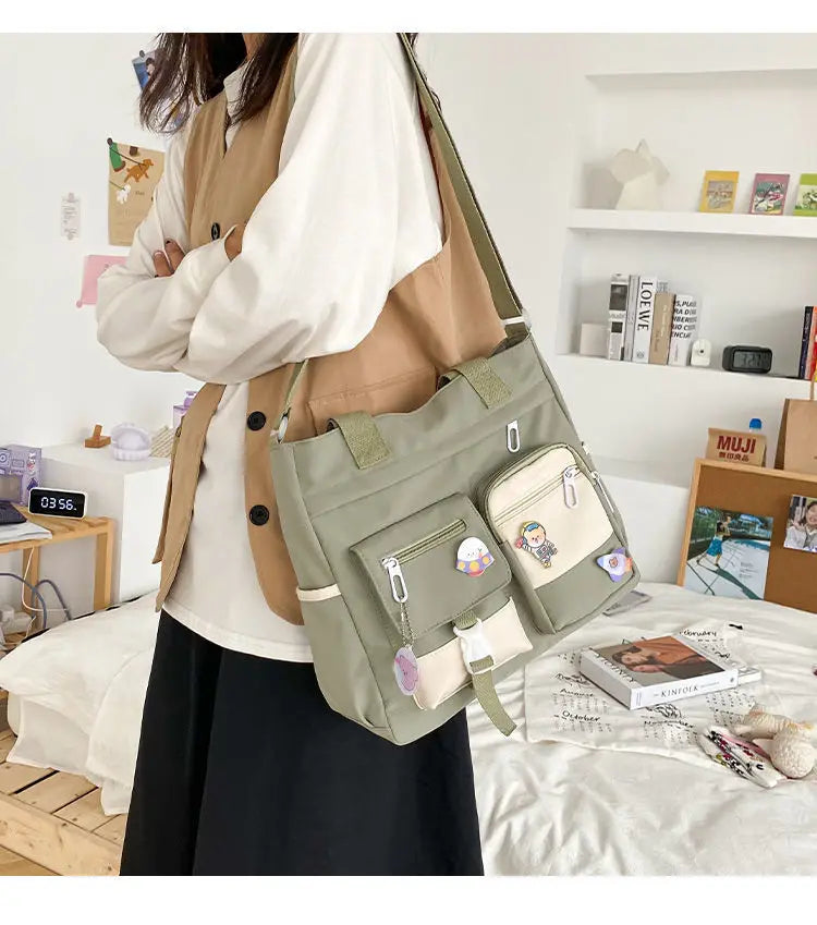 Waterproof Canvas Women Handbags Shoulder Bag Nylon Ladies Messenger Bag Oxford Crossbody Bags Tote Book Bags for Girls Satchels