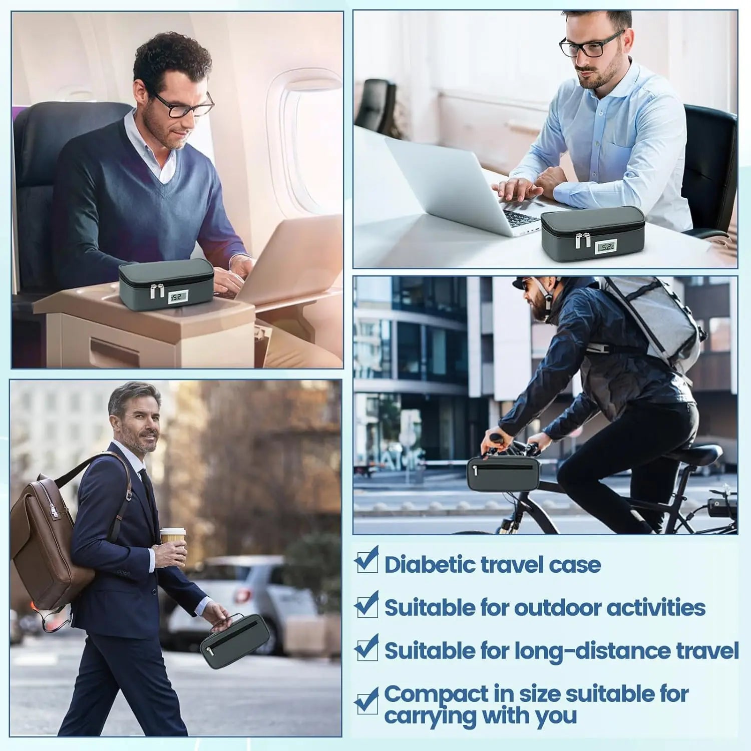 Convenient Insulin Refrigeration Box Medication Receiving Small Refrigerator With 2 Ice Packs LED Temperature Display