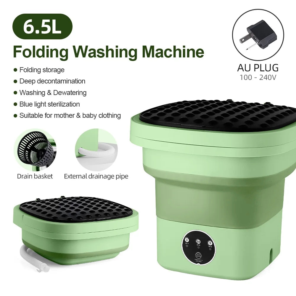 6.5L Small Folding Washing Machine Portable Washing Machine Automatic Modes Laundry Clothes Laundry Bucket Washing Machine