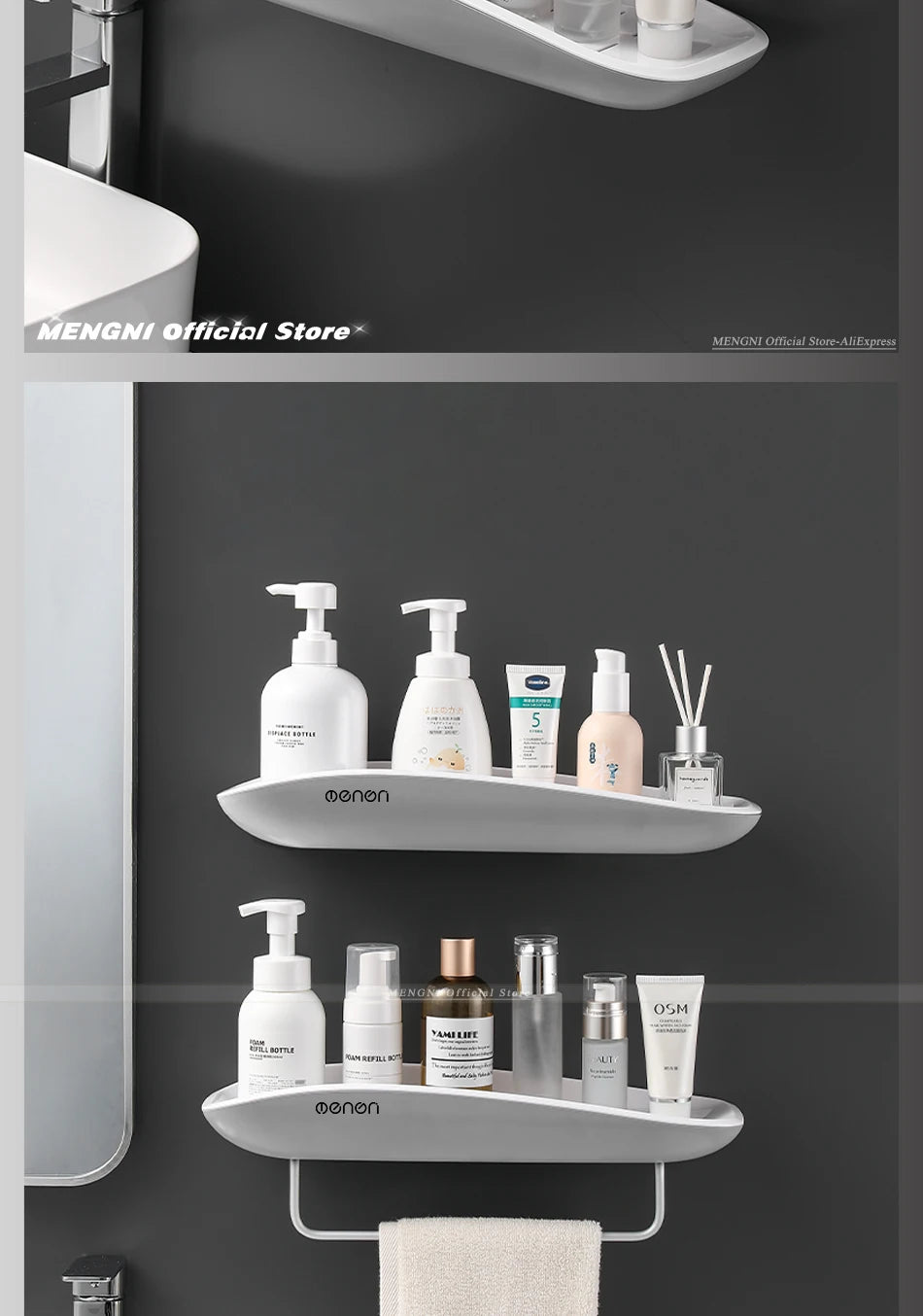 Bathroom Shelf Storage Rack Holder Wall Mounted Shampoo Spices Shower Organizer Bathroom Accessories with Towel Bar