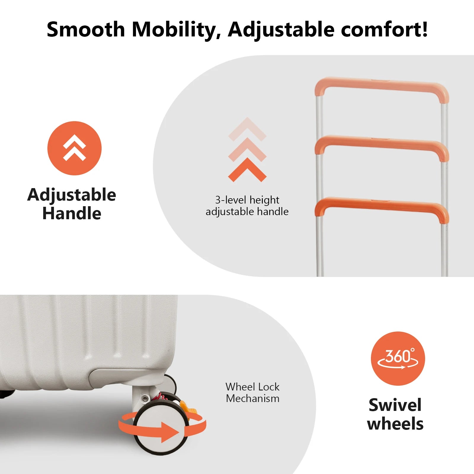 AIWEINY Luggage Aluminum Frame Hard Shell Trolley Case, TSA Lock, with Cup Holder and Phone Holder, USB, 20“-26”