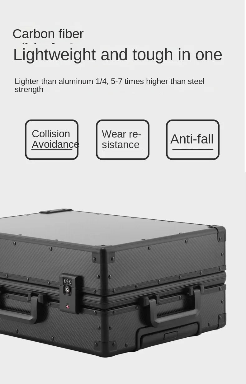 20″24″ Travel Suitcase Carbon Fiber Rolling luggage Carry-On Luggage Aluminum Frame Trolley Case With Wheels Business Boarding