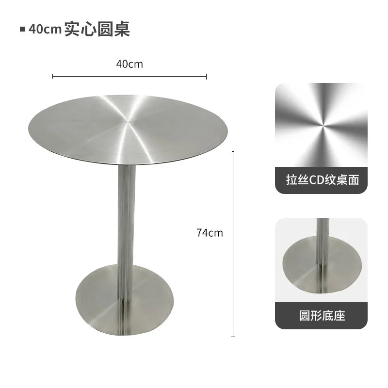 Simple Modern Industrial Style Cafe Stainless Steel Small Round Table Outdoor Leisure Round Iron Table Metal Dining Table