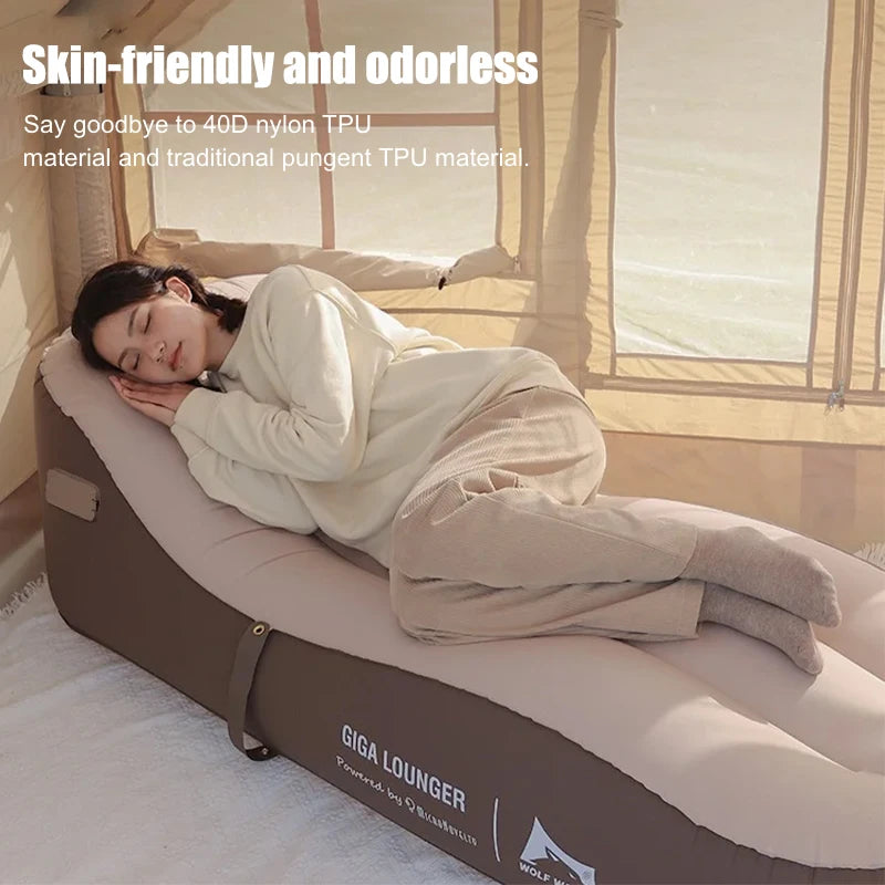 One Click Automatic Inflatable Chair, Outdoor Portable Camping Inflatable Sofa  USB Charging  Family Travel Lazy Air Cushion Bed