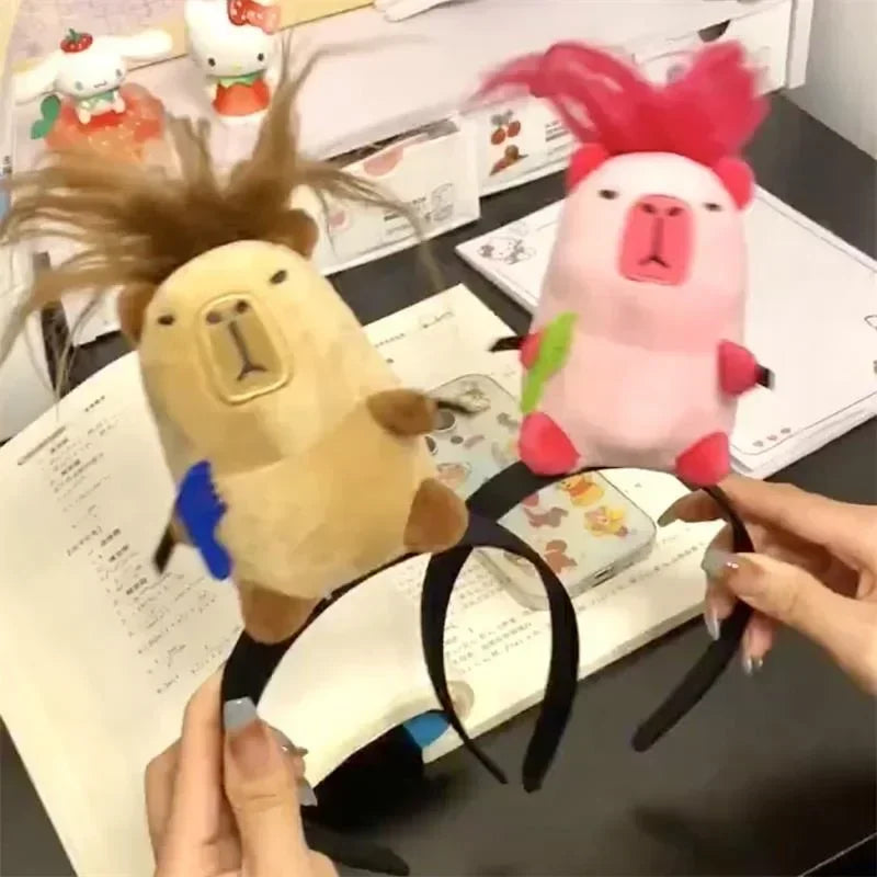 Headband Funny Capybara Hair Hoop Women's Cute Face Wash Headband Funny Plush Hair Band Baby Photography Accessories