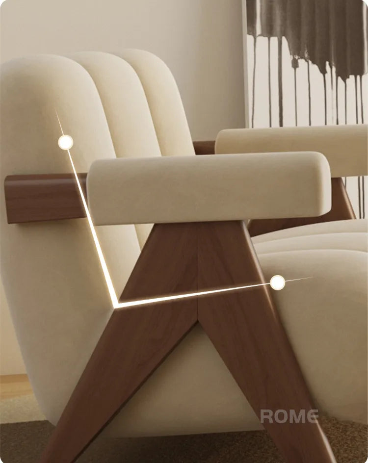 Home Balcony Nordic Wood Living Room Chairs Modern Living Room Sofas Single Leisure Back Armchair Fabric Sofa Chair Furniture