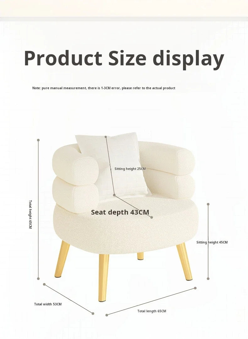 Modern Living Room1-person Sofa Comfortable Bedroom Fluff Armchair Nordic Simple Nail Salon Makeup Chair Dressing Table Stool