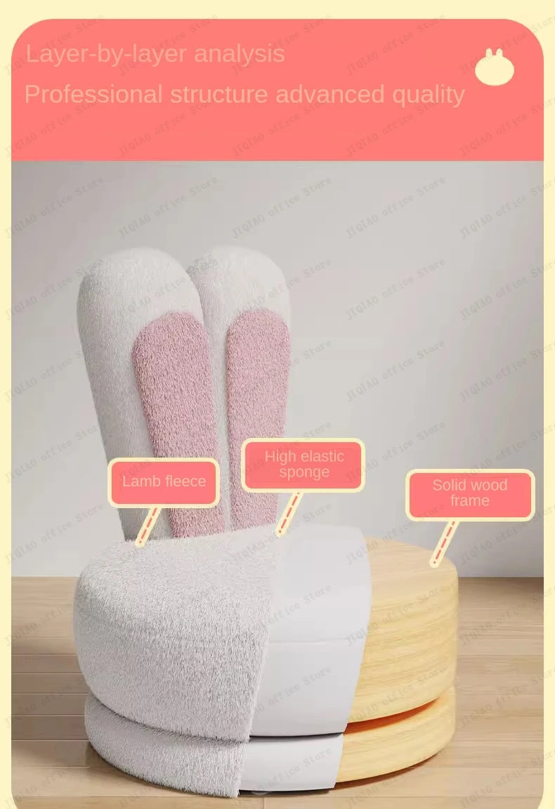 Children's Sofa Lazy Sofa Cute Chair for Living Room Rotating Cartoon Rabbit Ears Chair Leisure Reading Chair Chair with Back