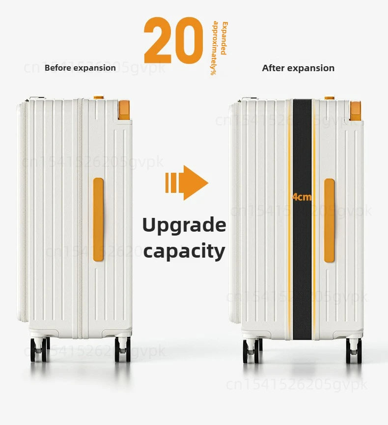 Front Opening Multi-Functional Suitcase Business Wide Trolley Luggage ABS+PC Large-capacity Password Box Travel Trolley Case