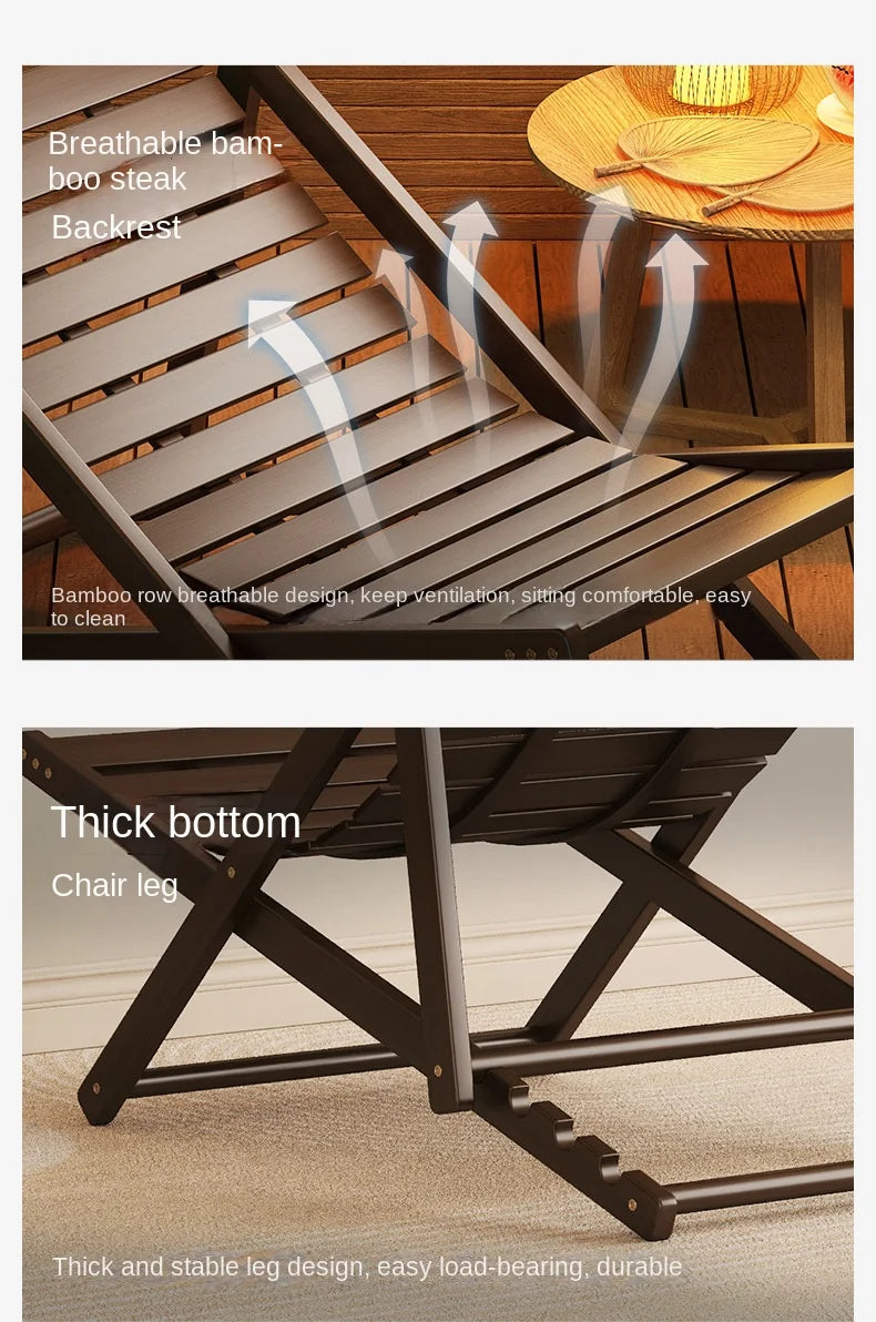 X&D Four Level Adjustable Bamboo Lounge Chair Foldable Chair For Home Use Can Sit Or Lie Down Summer Sleeping Chair Office Chair