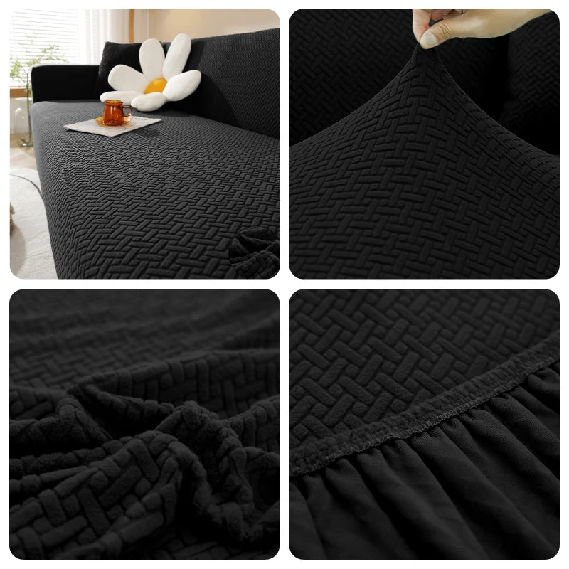 Jacquard Elastic Sofa Cover For Living Room Slipcovers Stretch Polar Fleece Armchair Protector L Shaped Sofa 1/2/3/4 Seater Home