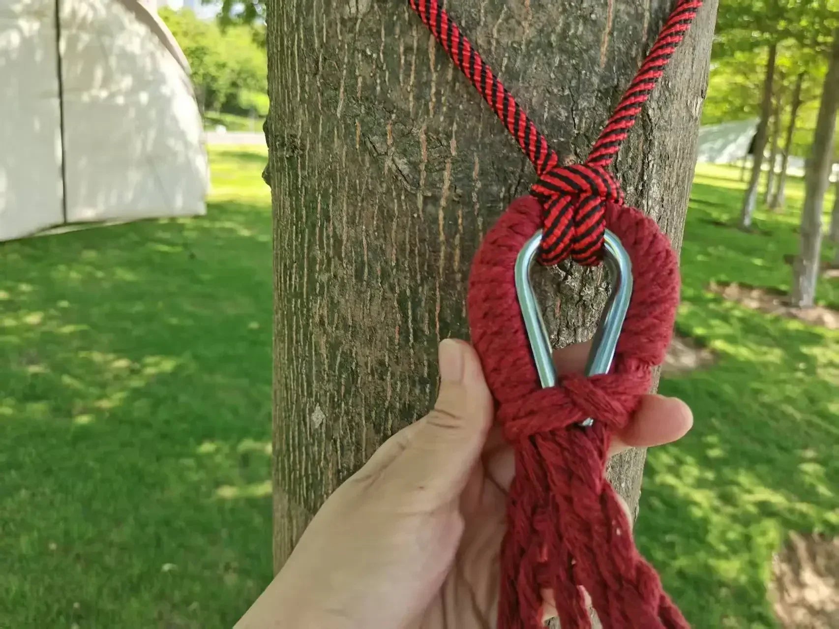 Outdoor Canvas Camping Hammock Anti Rollover Portable Thicken Fabric Single/Double Hammock with Carry Bag for Patio, Backyard