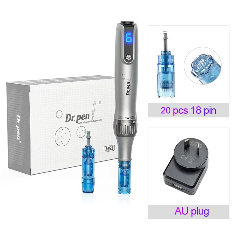 Authentic Dr pen Ultima M8S With 22 pcs Needle Pin Anti Back Flow Microneedling Pen Skincare Wireless  Derma Pen Beauty Machine