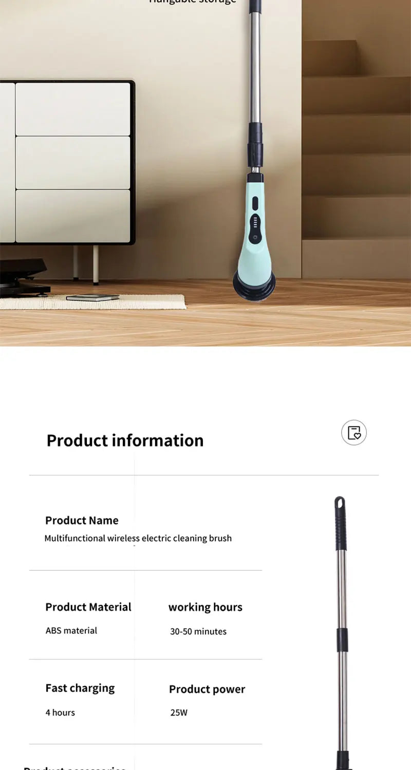 Cordless Spin Scrubber Electric Multipurpose Cleaning Brush for Kitchen Bathroom Toilet - Household Hair Brushes And Mops