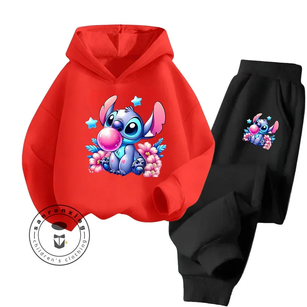 Cheap Popular Simple Stitch Long Sleeve Boy Girl Casual Wear Fun Graphics Everyday Style Energetic Spring Fall Sweatshirt Set