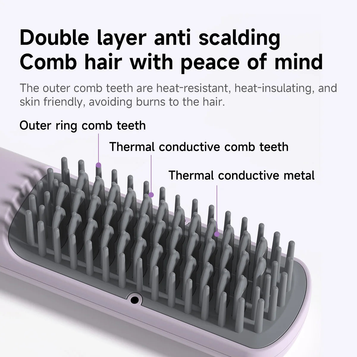 DOCOLAB Cordless 2-in-1 Straight Hair Comb & Curler Negative Ion USB Charging 30s Heat Up Travel-Friendly Styling Brush