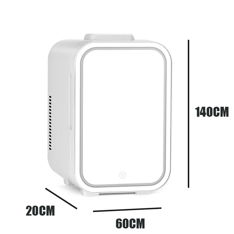 10L Refrigerator Vanity Mirror 2-in-1 Large Capacity Portable Dresser Vanity Mirror Car Bedroom Mini Small Refrigerator