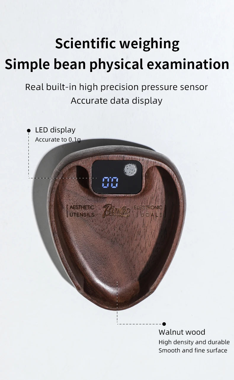 Bincoo Intelligent Electronic Scale Kitchen Scale Professional Coffee Scale Portable Bean Tray Precise Weight Rechargeable