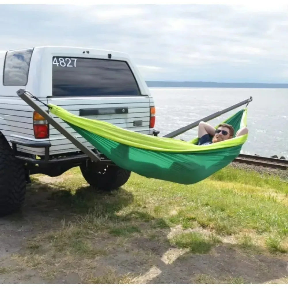 Universal Car Hammock Stand - Adjustable & Foldable Vehicle Mount Kit W/ Parachute Bed, Fits All Cars & SUVs