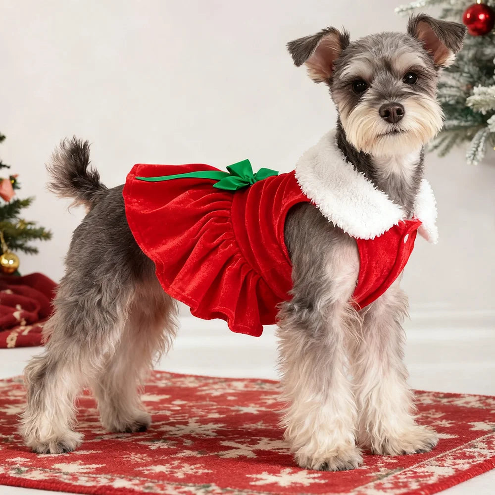 Christmas Dog Dress Pet Christmas Costume Cat Clothes Girl Puppy Xmas Holiday Party Cosplay Outfit Winter Apparel for Small Dogs