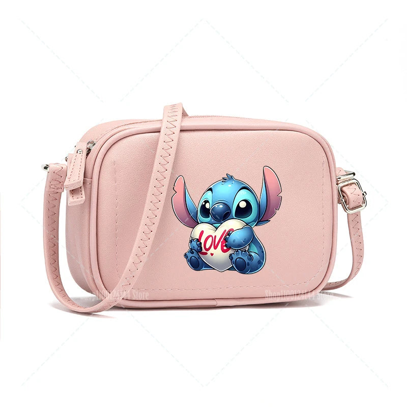 Lilo & Stitch Women Crossbody Zipper Mobile Phone Shoulder Bag Female Handbag Cartoon Multifunction Small Bag Lady Purse Gift