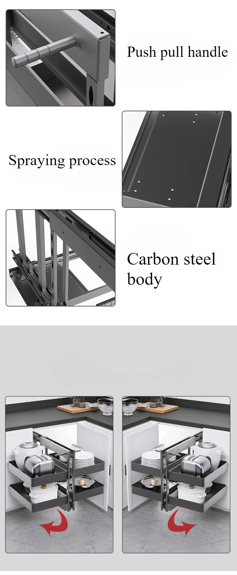 Sliding Kitchen Cabinet Storage Metal Cabinets Organizers Large Removable Spice Drawer Household Narrow Auxiliary Furniture