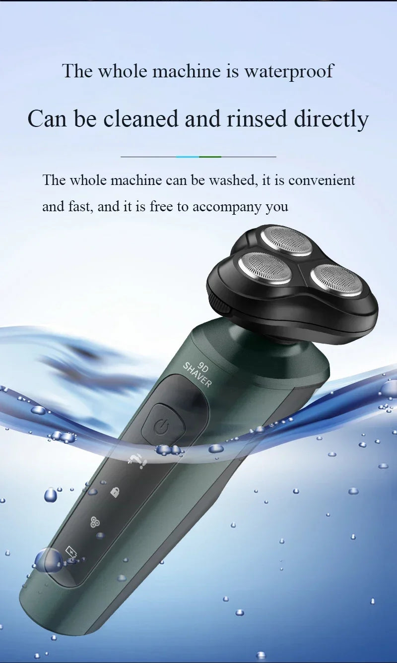 Electric Shavers for Men Waterproof Electric Trimmer Razor Wet &amp Dry Use Rechargeable Battery Rotary Shavers Machine Shaving