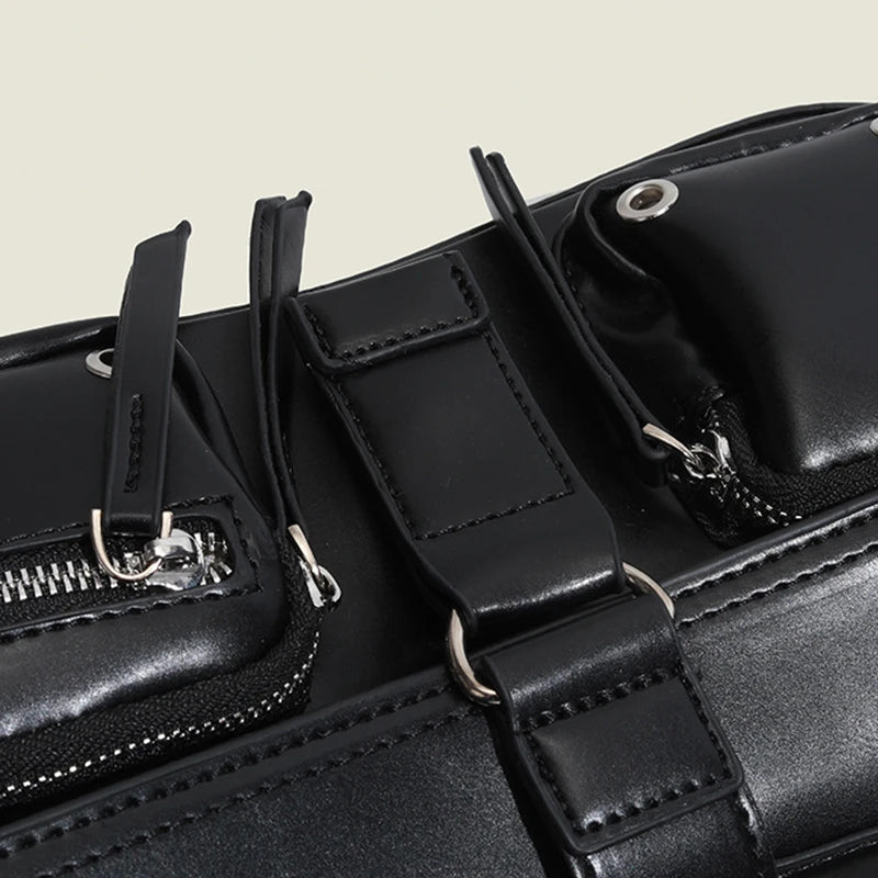 Goth Punk Cool Women's Underarm Bag Hot Girls Shoulder Bags Fashion Design PU Leather Female Handbags Tote Purse with Zipper