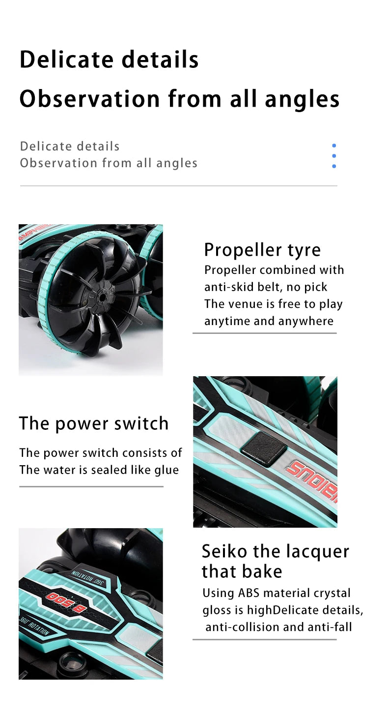 Amphibious RC Car Remote Control Stunt Car Vehicle Double-sided Flip Radio 4WD Drift Off Road Outdoor Toys for Boy Children Gift