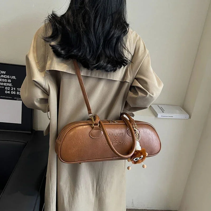 Pu Solid Sewing Zipper Shoulder Bags Soft Baguette Type 2024 High Quality Bags for Women Large Capacity Women's Handbags