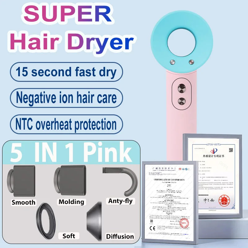 1600W Professional Hair-care Negative Ion Hair dryer 220V Leafless Hairdryer High Speed household Blow Dryer Salon Style Tool