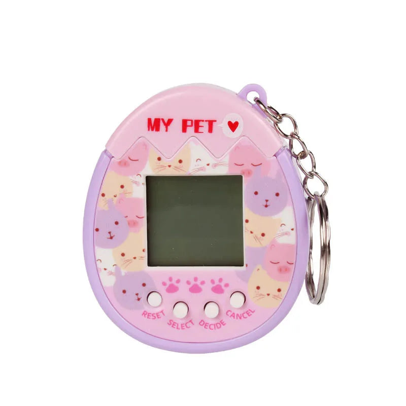 2Pcs Cute Cartoon Mini Handheld Electronic Pet Game Console Random Color Virtual Pet Raising Machine Electronic Toy