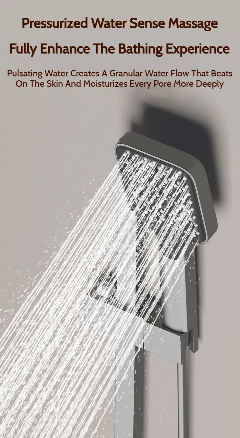 Grey Brass Waterfall Wall Mount Smart Temperature Digital Display Bathtub Faucet Bathroom Faucet Bath Shower Faucet Mixer Crane