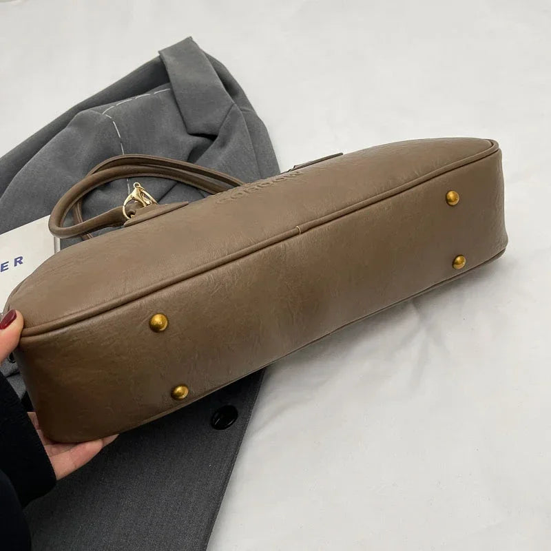 Pu Solid Sewing Zipper Shoulder Bags Soft Baguette Type 2024 High Quality Bags for Women Large Capacity Women's Handbags