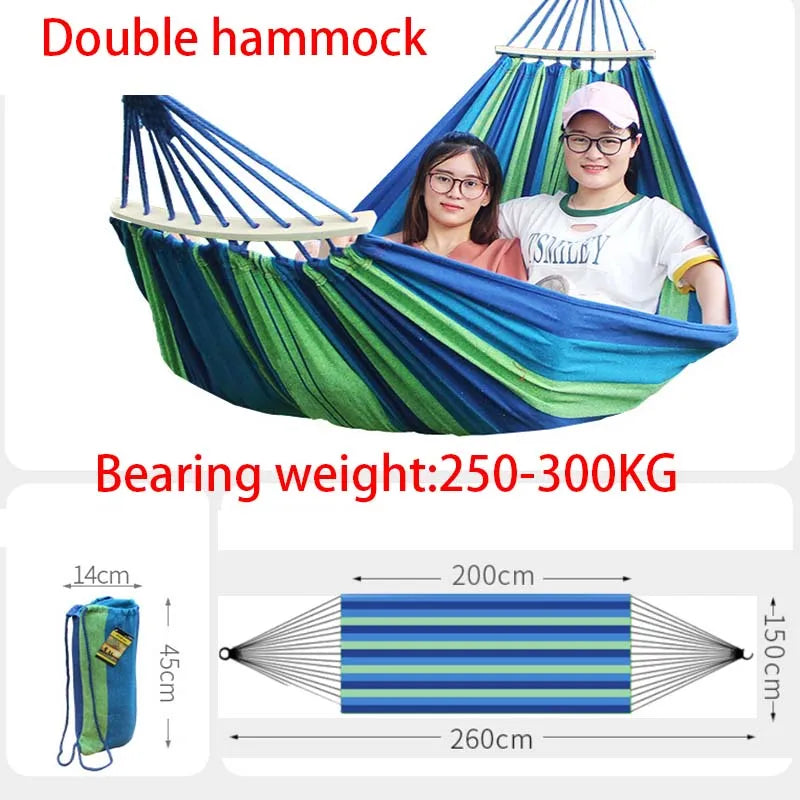 Outdoor Canvas Camping Hammock Anti Rollover Portable Thicken Fabric Single/Double Hammock with Carry Bag for Patio, Backyard