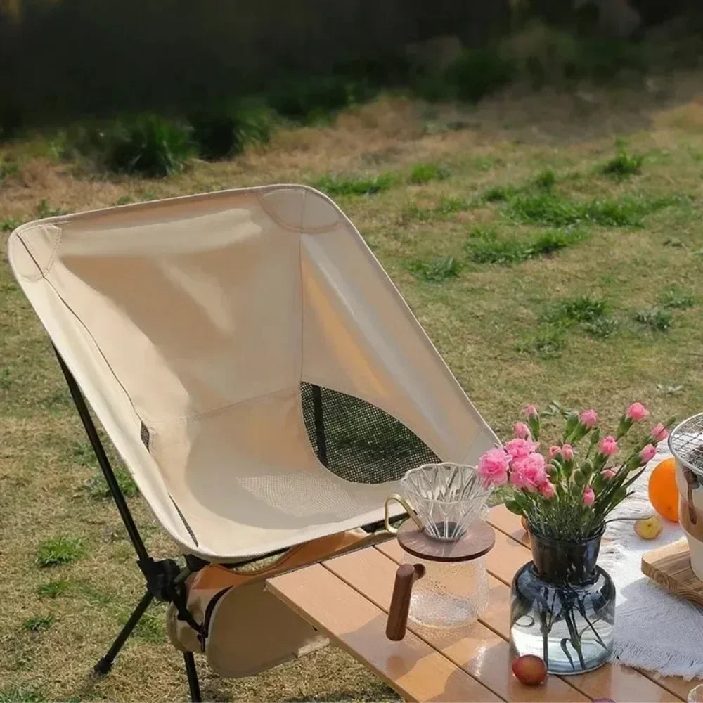 Ultralight Portable Folding Moon Chair with Oxford Fabric for Camping Hiking Travel Beach Picnic Fishing Outdoor Adventure Seat