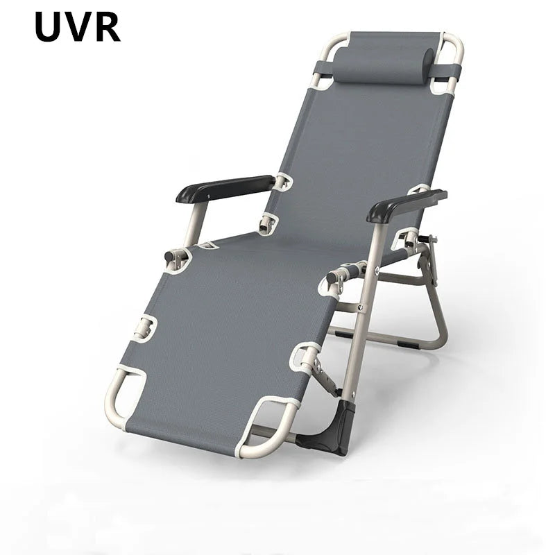 UVR Recliner Foldable Outdoor Beach Chair Office Lunch Chair Home Computer Chair Backrest Chair Adjustable Balcony Armchair Bed
