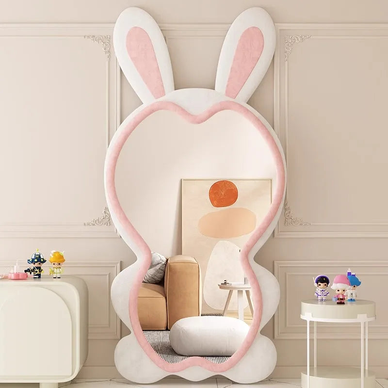 Rabbit exterior design whole body mirror large Cream style high-end elegant Floor standing full-length mirror bedroom furniture