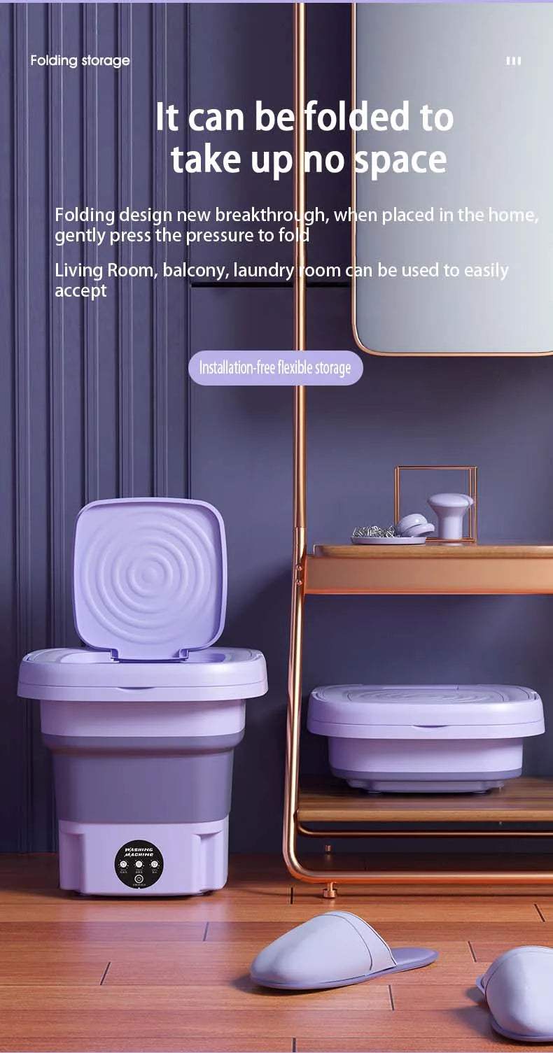 8L Small Folding Washing Machine Student Dormitory Underwear Socks Mini Cleaning Machine Portable Laundry Bucket Washing Machine