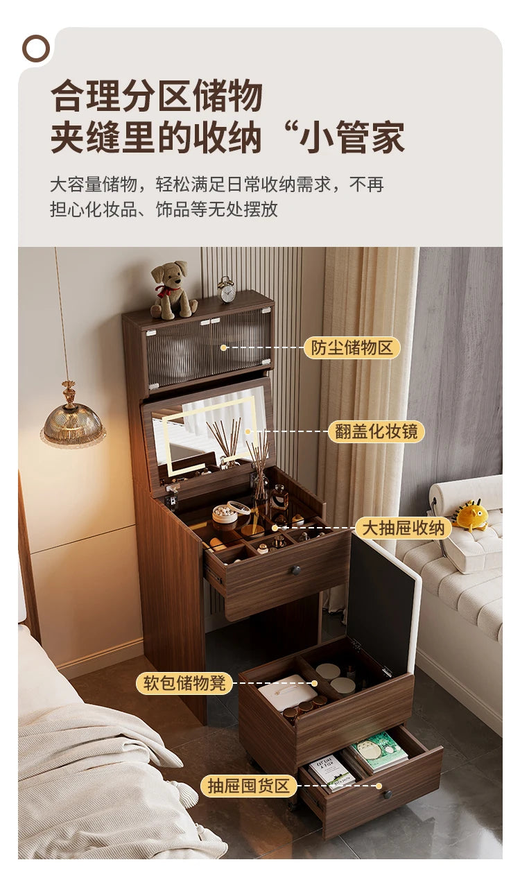 Multifunctional Narrow Nightstands With Drawers Storage Vintage Mid Century Nightstands Classic Elegant Criado Mudo Furniture