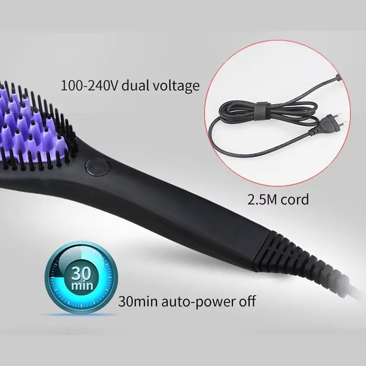 Professional Hair Straightening Brush Black Electric Ceramic Comb Multifunctional Hairbrush Electronic Curler Curling Tool Irons