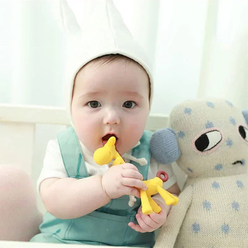 Food Grade Baby Molar Teether Silicone Giraffe Teethers Cartoon Teething for Babies Relief Gums Pain Toys Newborn Essentials