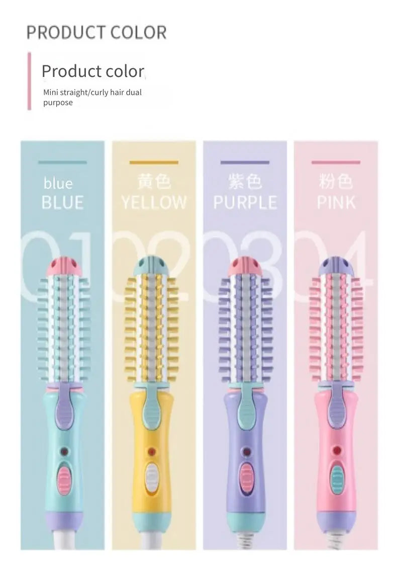 2 In 1 Mini Electric Hair Straightening Curling Iron Set 220V Scald Proof Ionic Hot Comb Hair Styler Travel Hair Styling Tools