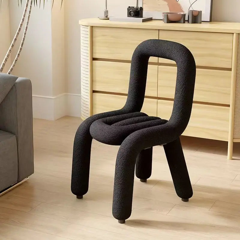 Nordic Style Creative Curved Chair, Plush Upholstered Kids/Accent Living Room Furniture