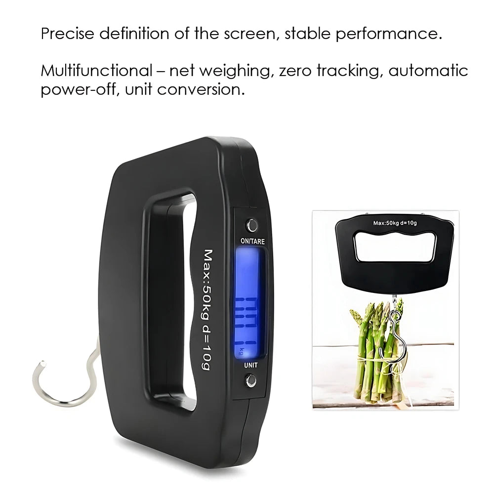 50kg Digital Luggage Scale Portable Suitcase Scale Handheld Electronic Scales Backlight Digital Display Travel Accessories