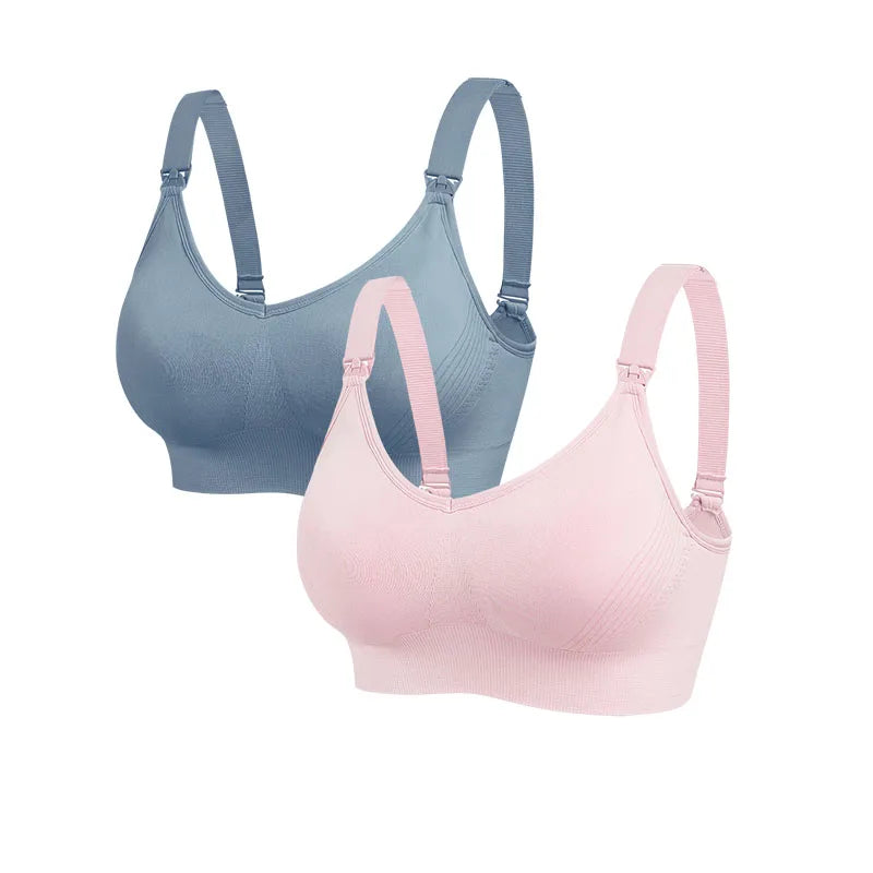 2pcs/Lot Maternity Wireless Front Open Nursing Bra Women's Breathable Seamless Breastfeeding Bras Pregnant  Mom Clothing