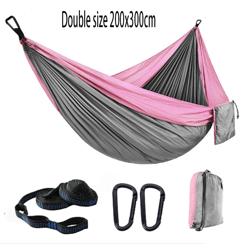 Camping hammock is a portable hammock with tree ties and carry on bags, essential camping equipment