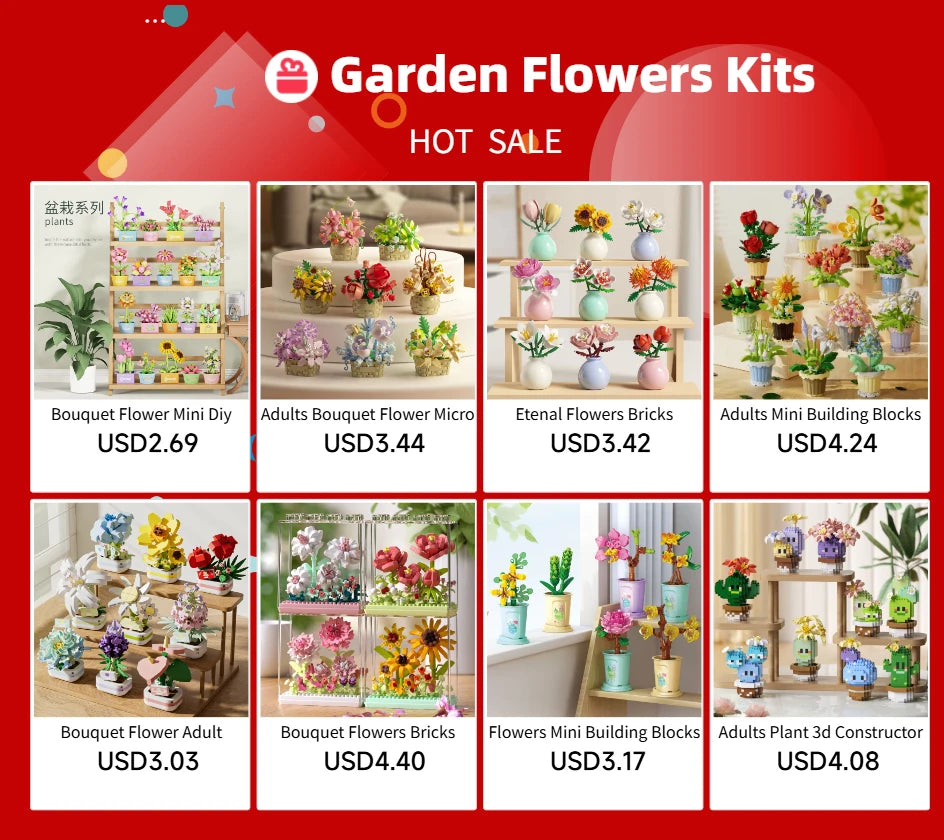 Bouquet Flower Mini Diy Building Block Toys for Children Bricks Blocks for Adults Constructor Micro Bricks Construction Set Gift