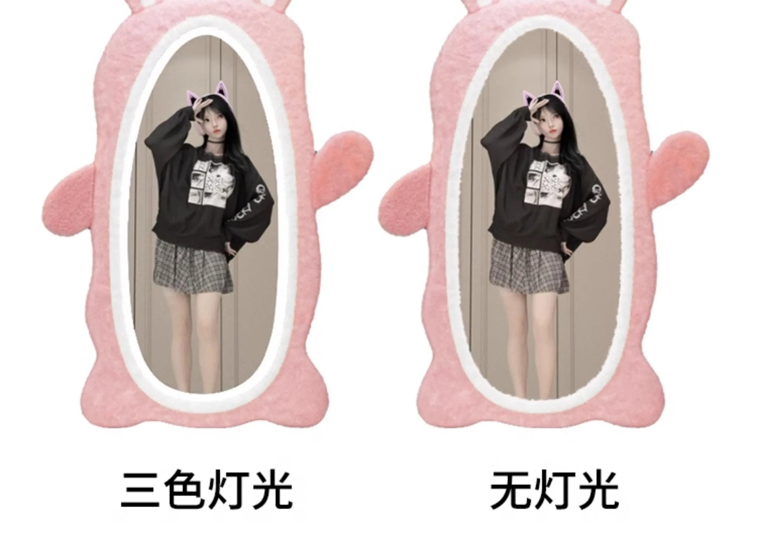 Aesthetic Light Mirror Long LED Girls Standing Smart Makeup Full Body Vanity Mirror Cute Standing Espelhos Home Decorations